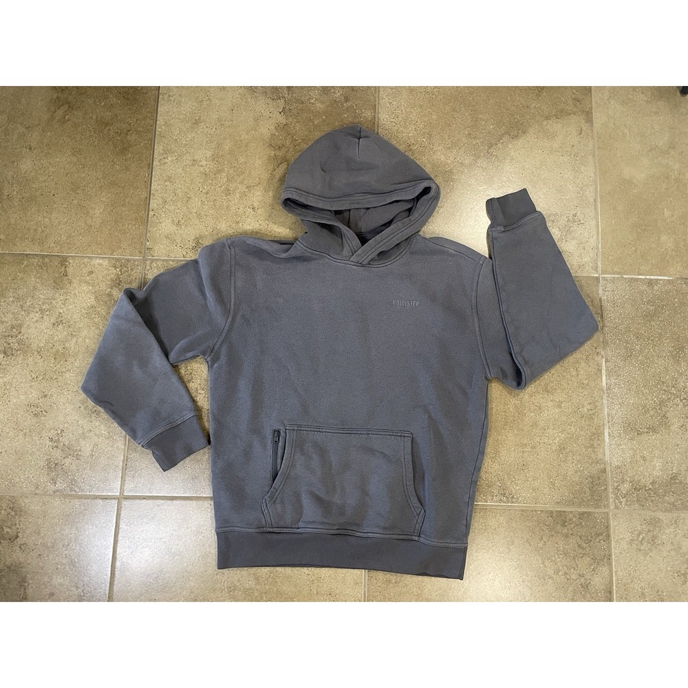 Hollister Mens Sz M Gray Relaxed Fit Fleece Hoodie Pullover Kangaroo Pocket